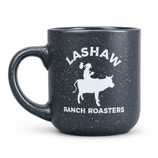 LaShaw Ranch Roasters Speckled Grey Mug