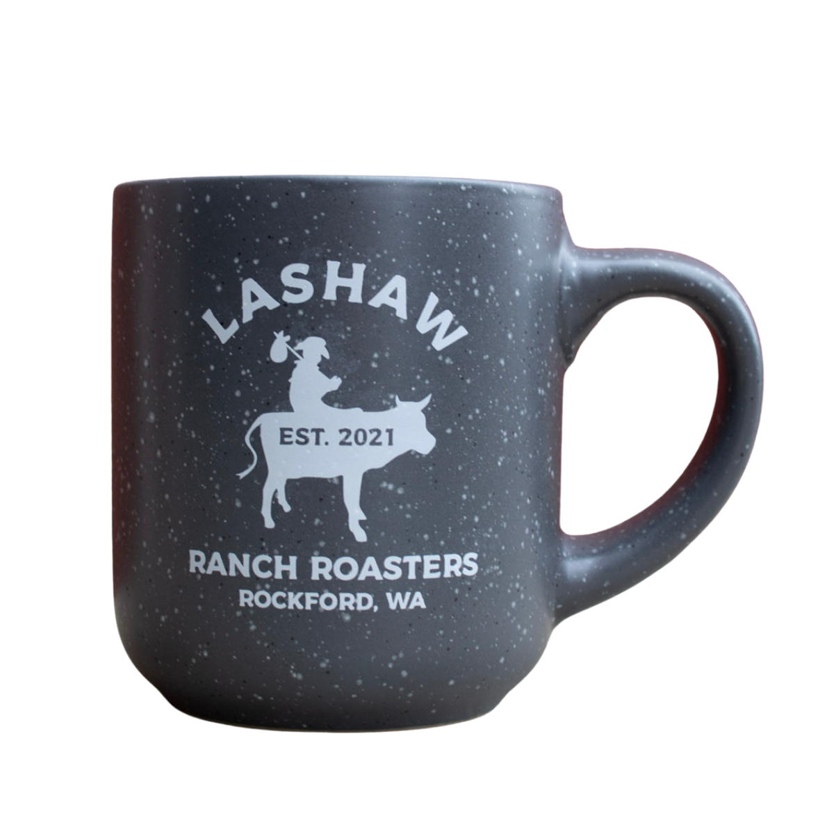 LaShaw Ranch Roasters Speckled Grey Mug