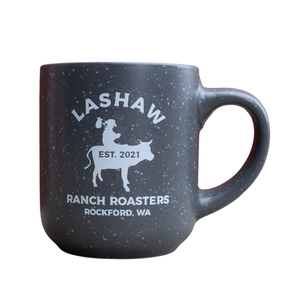 LaShaw Ranch Roasters Speckled Grey Mug